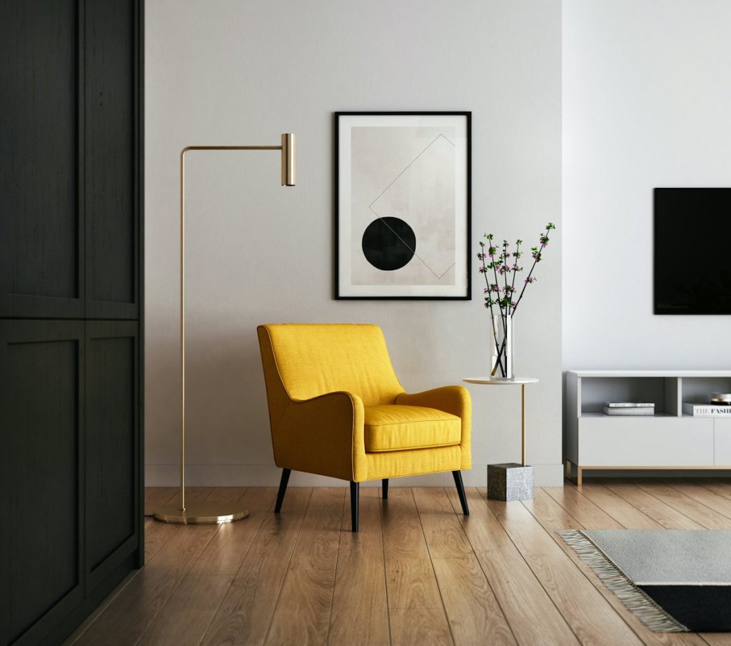 Modern room with wall-mounted TV