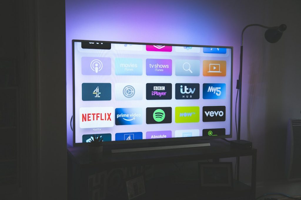 Wall-mounted TV in a living room